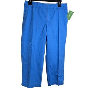 Lilly Pulitzer Pants Cropped Blue Mid Rise Capris Casual 100% Cotton Size 4